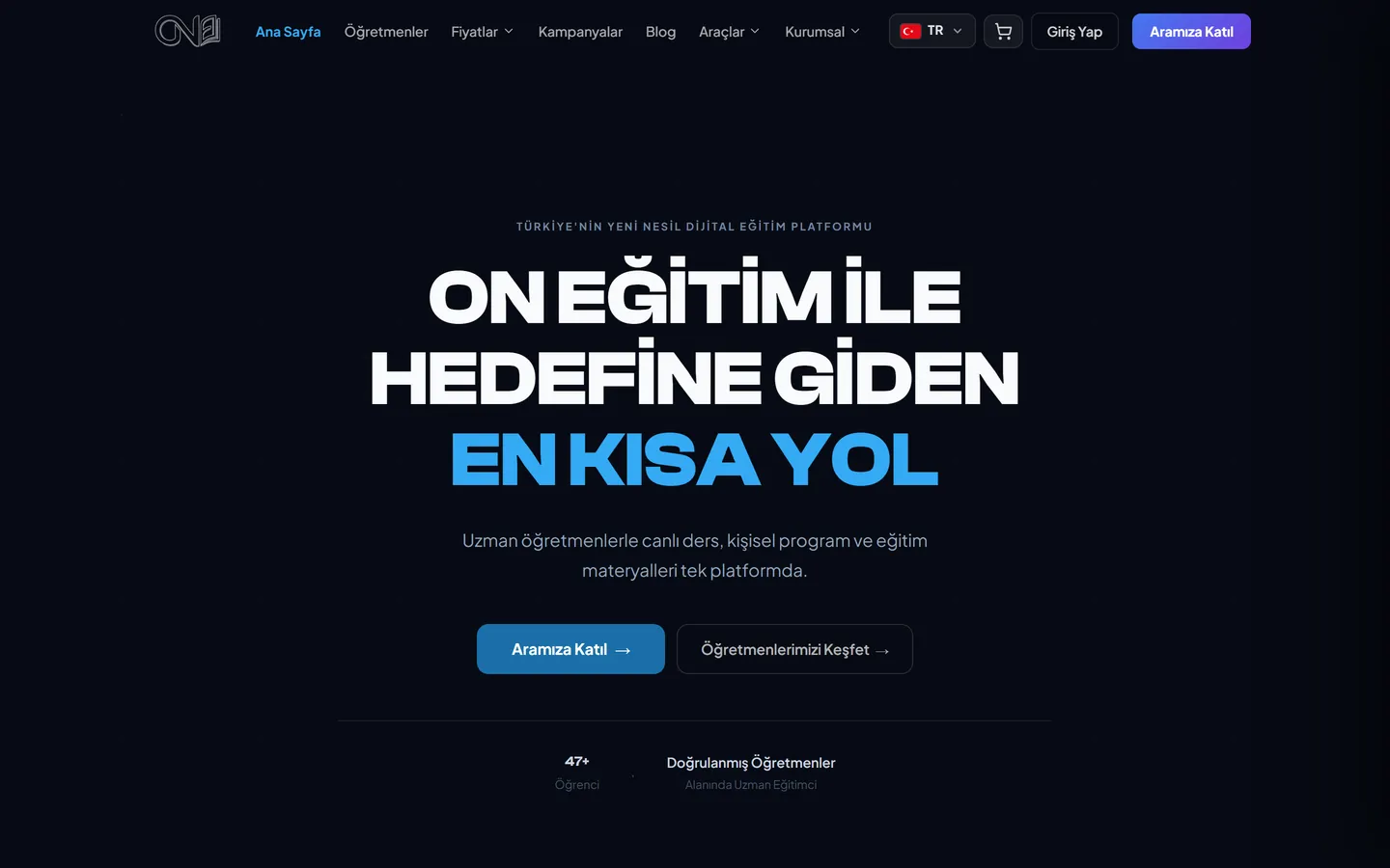 ON Eğitim — masaüstü görünümü