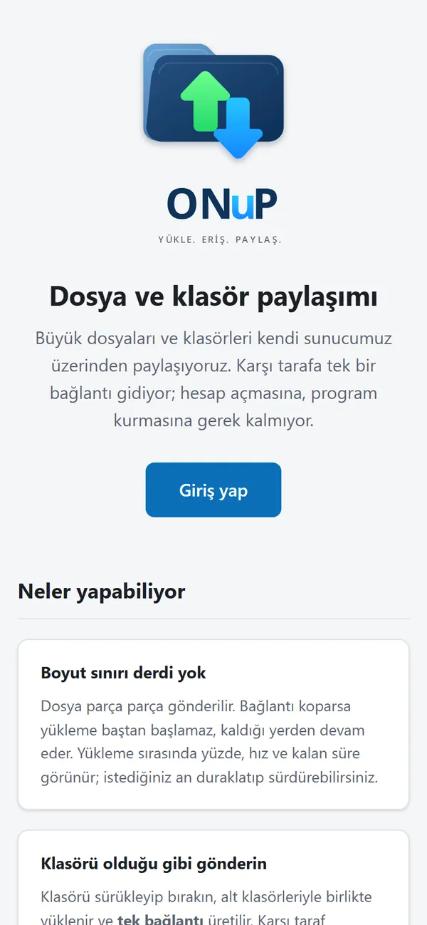 ONuP — telefon görünümü