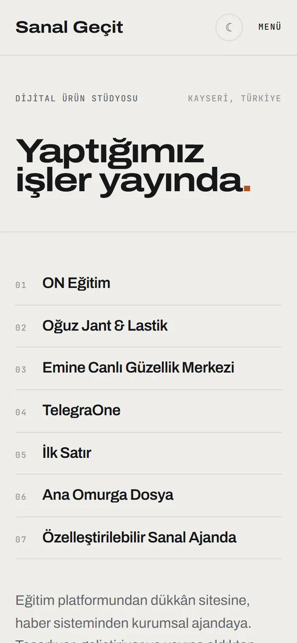 Sanal Geçit — telefon görünümü